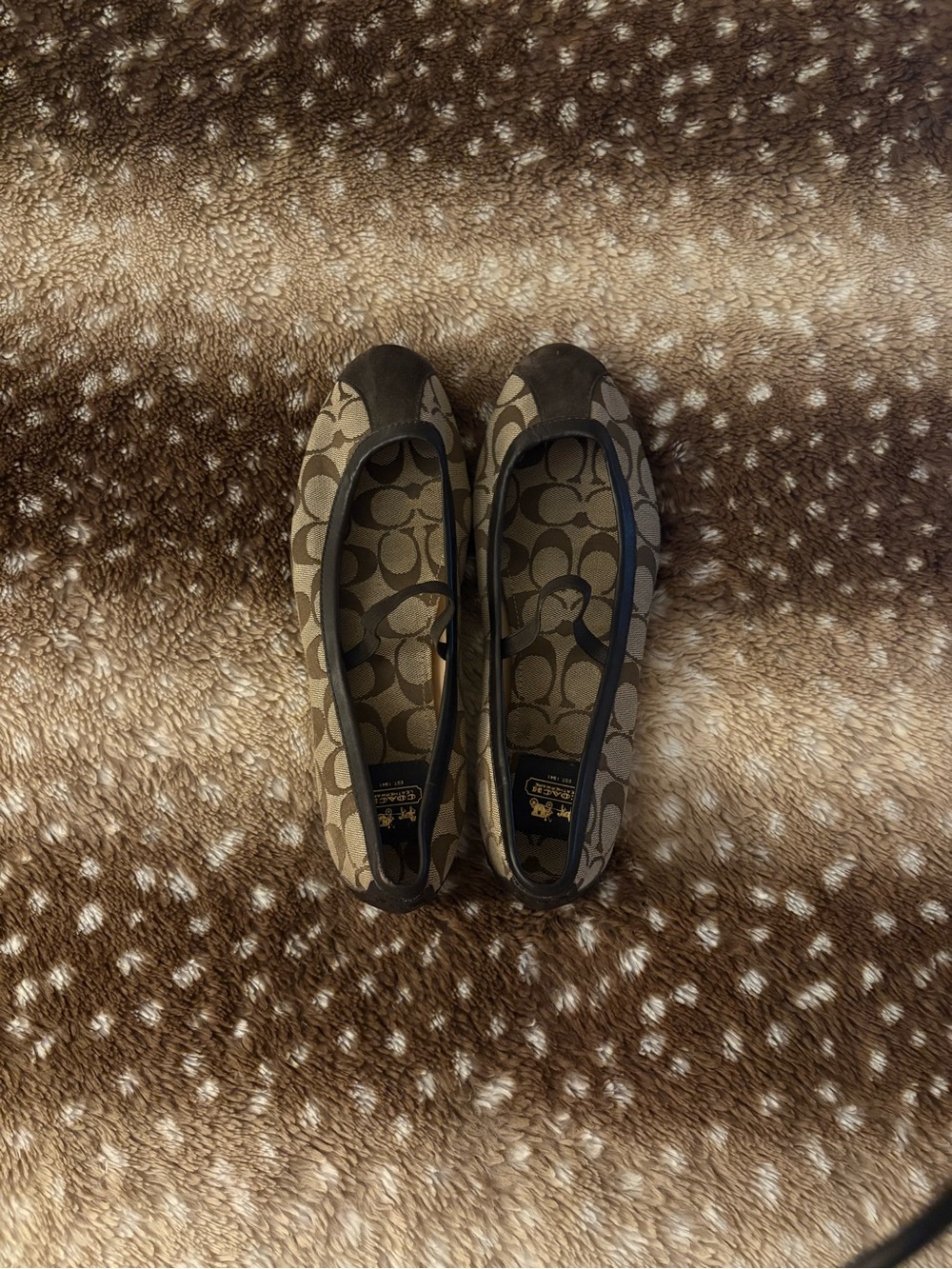 Coach Brown Signature Canvas Ballet Flats